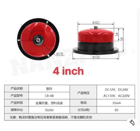Chuông báo cháy 220v loại 4 inch,6 inch, 8 inch 4