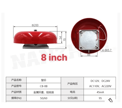 Chuông báo cháy 220v loại 4 inch,6 inch, 8 inch 6